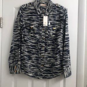 Tory Burch, blouse, cream and navy size 12